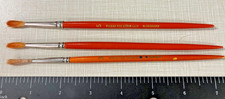 3 VINTAGE USED FINEST RED SABLE HAIR 1  3, 2 5 PAINT BRUSHES, W. GERMANY