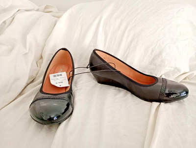 11AU/US 42EU Anko Black Wedge Heel Flats Slip On Court Shoes All Day Comfort