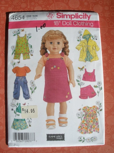 Simplicity 4654 Clothing 18" AG Dolls Pattern Cami Cargo Pants Skort Uncut