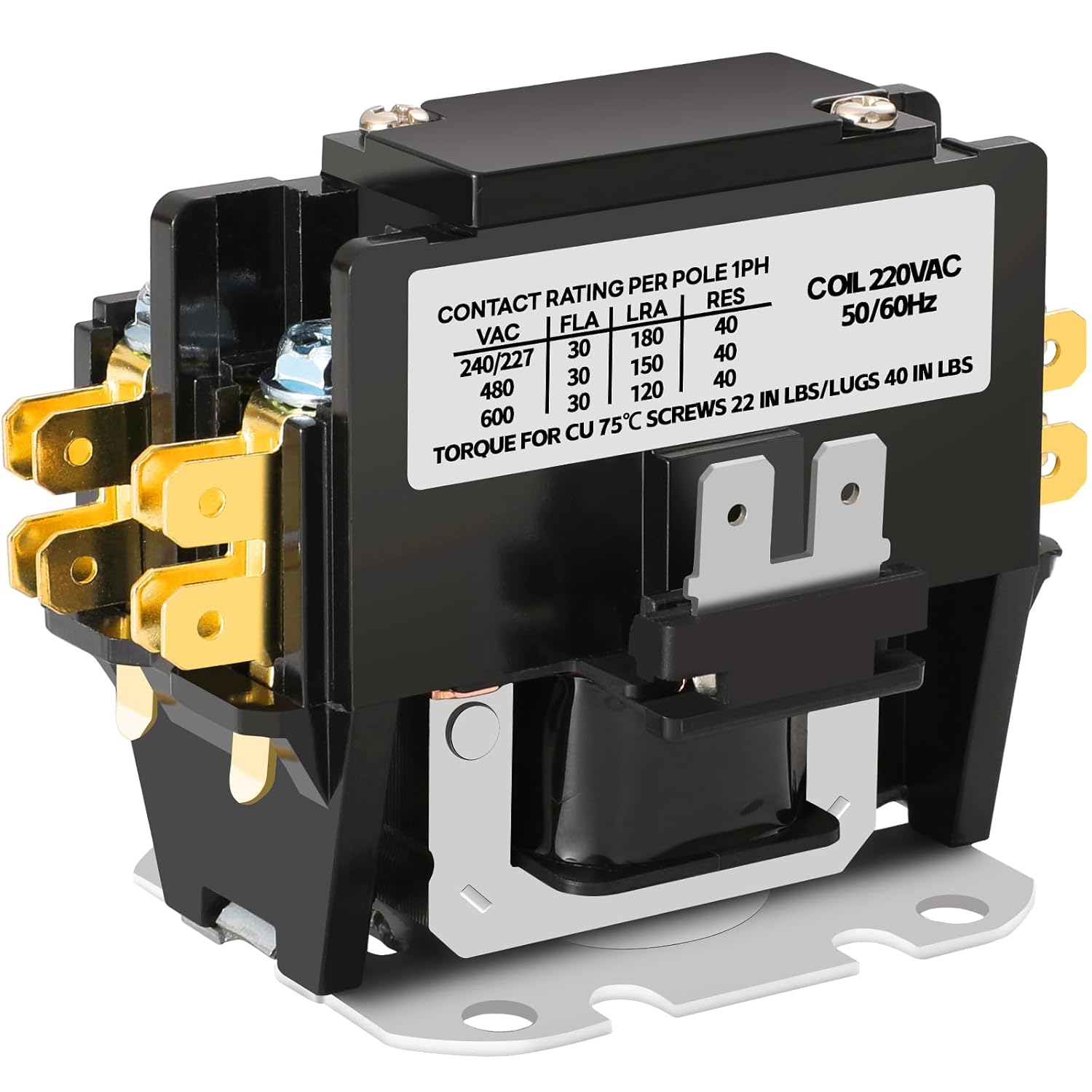 HVAC Motor Contactor 1-Pole 30A 24V Coil Air Conditioner Compressor Relay-image