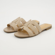 NEW & GENUINE - Dune Beige Leather Sandals - Size UK 6