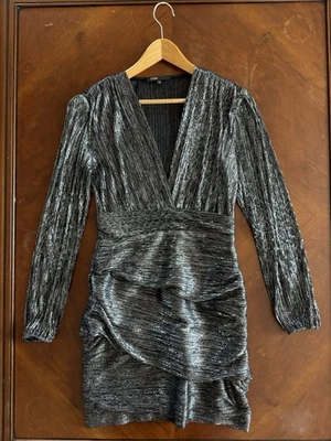 Robe Courte Noir Argenté Maje Taille 38/M - Photo 1/4