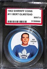 1962 Shirriff Coins #11 BERT OLMSTEAD PSA 9 Mint 31568680 