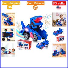 Transforming Dinosaur Car Toy for Kids, Light  Sound, 3.5 Inch, Blue