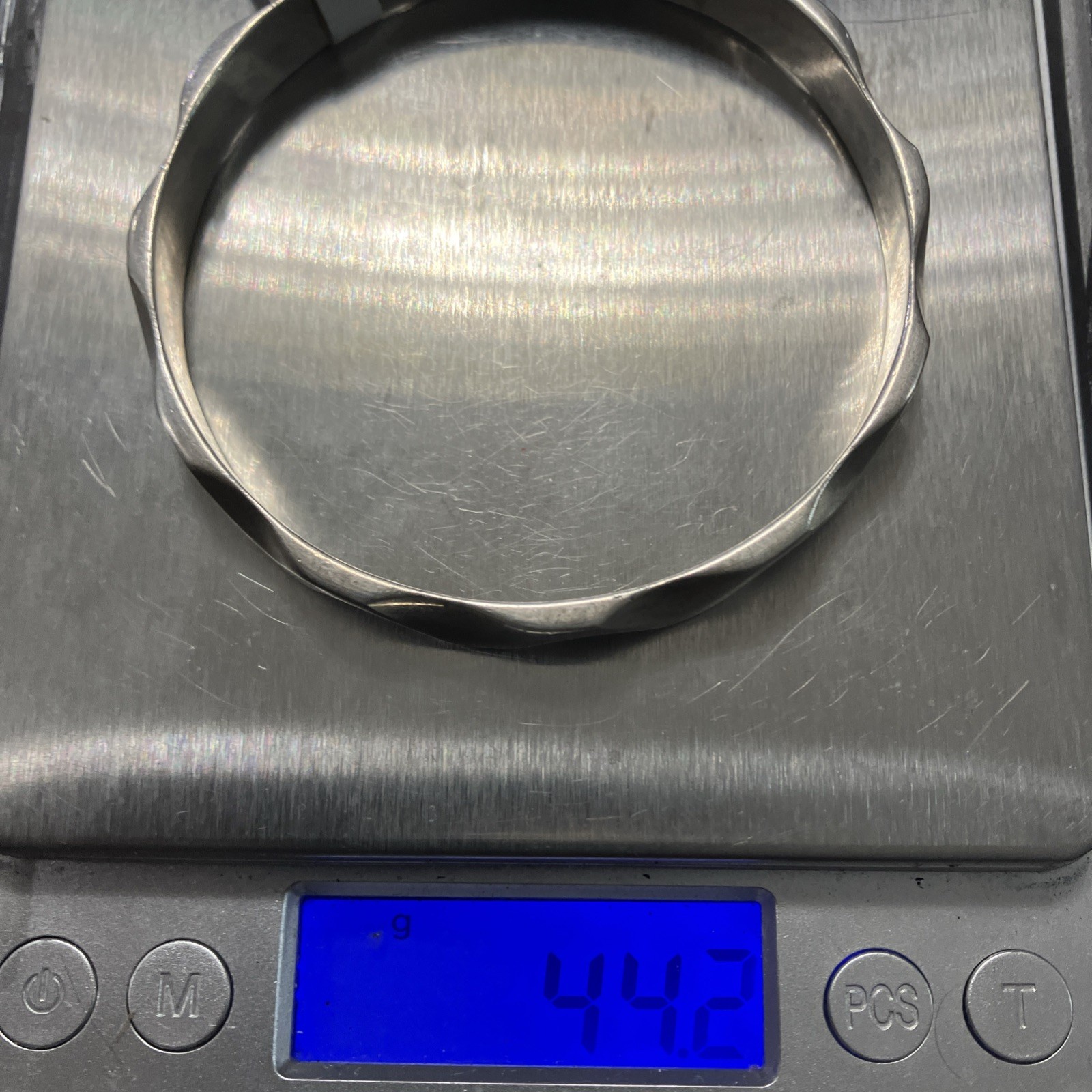 Sterling Silver Solid Bangle 44 Grams Natural Pat… - image 5