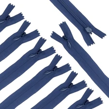 10Pcs 20" Nylon Coil Zippers, #3 Closed End Jacket Zippers, Navy Blue