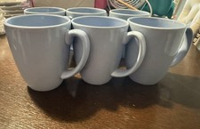 6 Corelle Stoneware Light Blue Mugs Cups Coff...