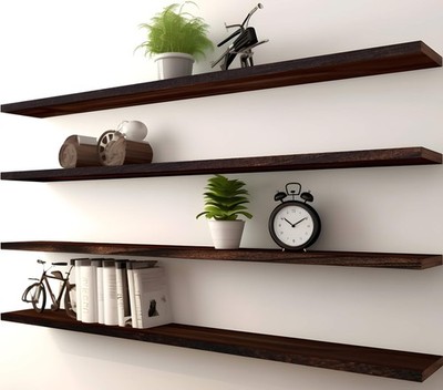 48-inch Wood Floating Wall Shelves Set of 4 Brown for Bedroom