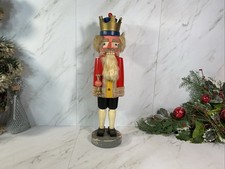Cascanueces de piel de conejo rey pintado a mano alemán vintage 16,5” de alto ~ ¡LEER!