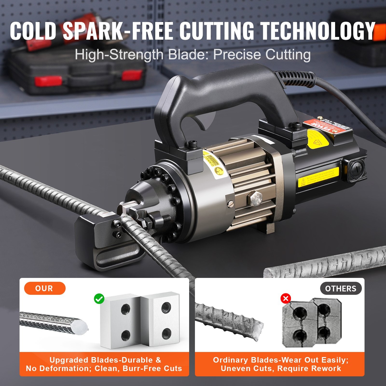 VEVOR Electric Hydraulic Rebar Cutter, 1000W Portable Rebar Cutter, Cutting up t