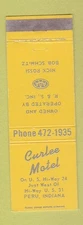 Matchbook Cover - Curlee Motel Peru IN YELLOW