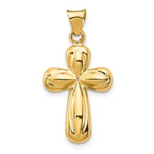 14k Yellow Gold Polished Stamping Cross Charm Pendant L 27.45mm, W 13.86mm