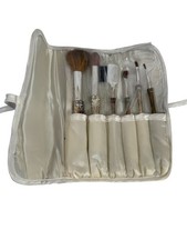 Vintage Style Elegance Silver-Plated Makeup Brush Set Carrying Case 6 Piece