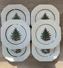 Set of 6 Cuthbertson Original Christmas Tree 8  Inch Plate Made In England