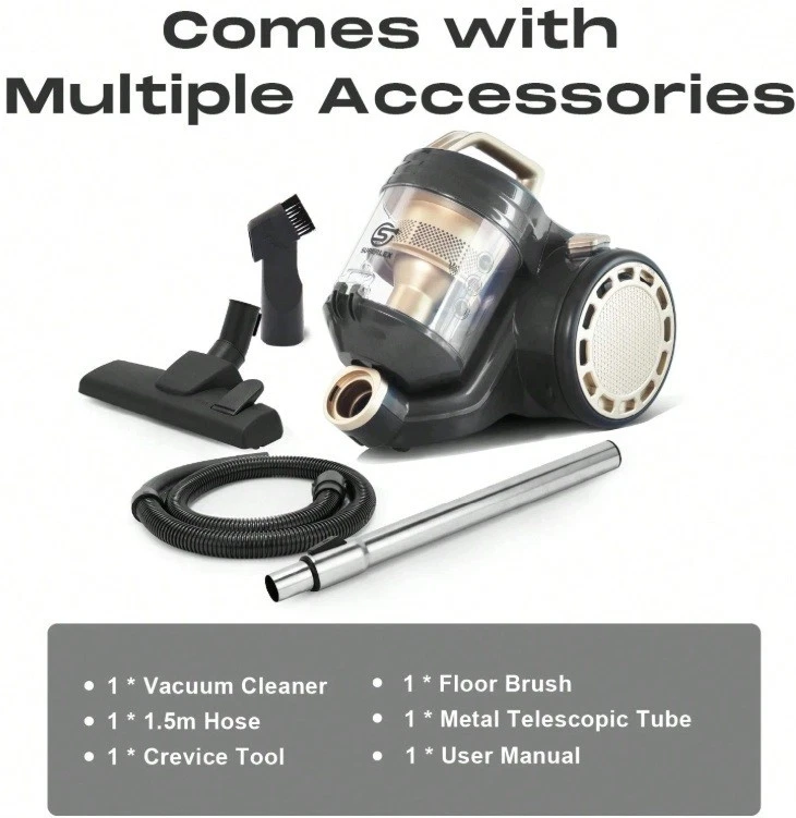 SUPERLEX Bagless Cylinder Vacuum Cleaner Hoover 700W Lightweight Cyclonic Vac. - Image 4 of 4