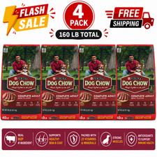 160 LB/ 4 Pack- Purina Dog Chow Complete Adult Dry Dog Food, Beef 40 LB Bag 0.49 per pound