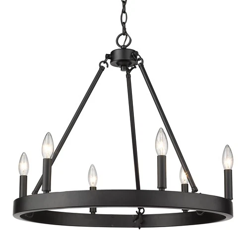 Golden Lighting 1017-6 Alastair 6 Light 24"W Taper Candle - Black - Picture 2 of 3