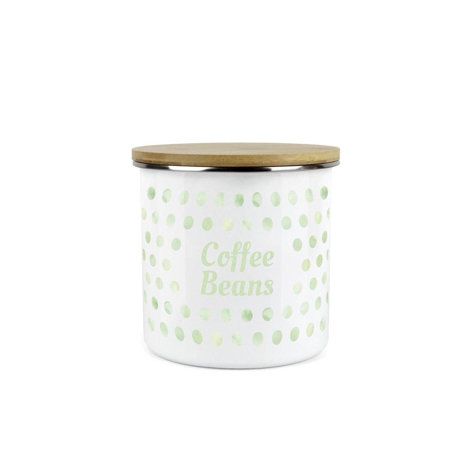 Polka Dots Coffee Beans Canister - Green Spotty Medium Kitchen Storage Jar