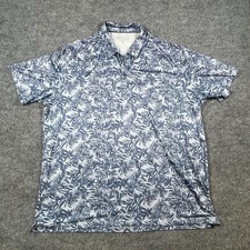 Maelreg Performance Polo Shirt Mens 3XL Gray Stretch Leaf Print Side Slit Golf