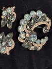 Vintage Eisenberg Ice Signed Blue Rhinestone Silver Tone Brooch & Clip Earrings — photo 6