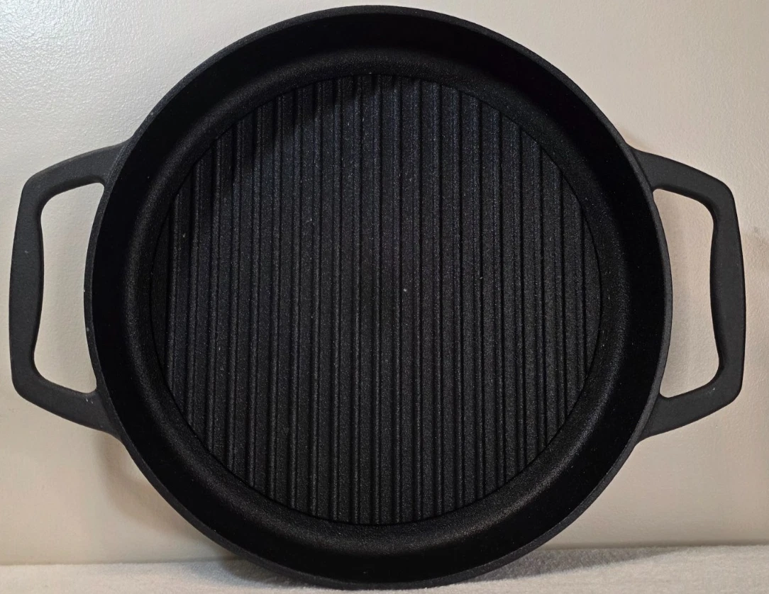 Ce Signature Cast Iron Deep Grill Pan Flame 12" Inch Grill Pan Heat Safe 500 F