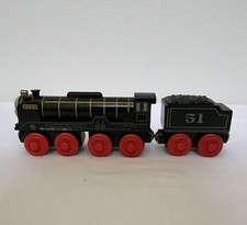 Thomas Friends Wooden Railway Hiro 51 Locomotive Engine w/ Tender, Black/Red