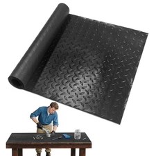 48" x 17" Work Bench Pad PVC Workbench Mat with Non-Slip Steel Plate Texture,...