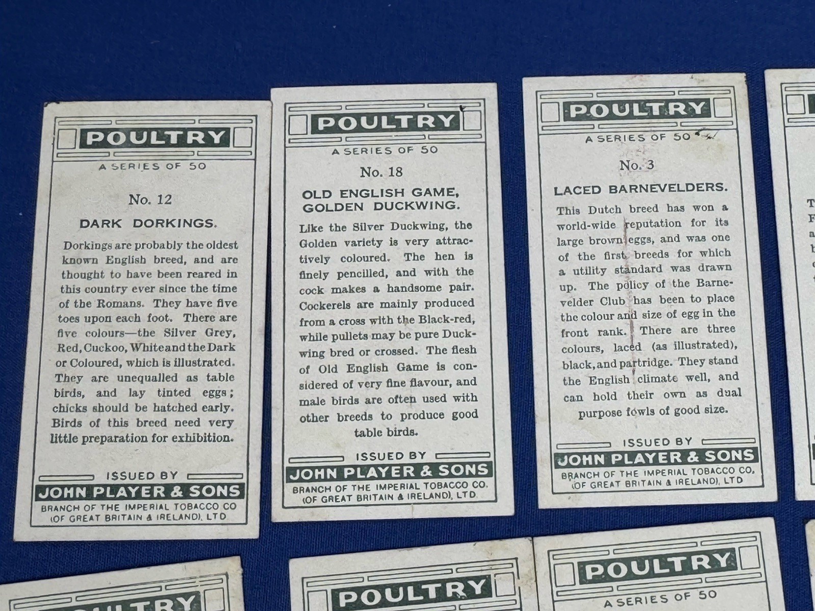 1931 John Player & Sons POULTRY Tobacco Cards, 21 Different, Imperial Tobacco Co