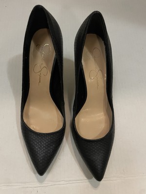 Jessica Simpson Women's Black Pump Snakeskin Print Heels Size 5.5 3 Inch Heel