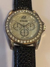 Strada - Gents silver and black jewelled wristwatch - Untested