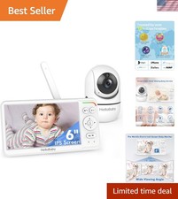 Baby Monitor 6" World First IPS Screen 30H Battery, Secure No WiFi, Pan Tilt ...