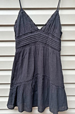 Zara Black Cotton Babydoll Mini Dress XS NWT Tiered Boho Spaghetti Strap