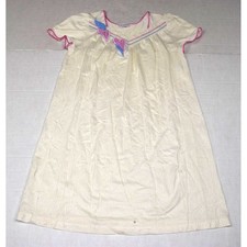 Vintage Nightgown Vanity Fair Size M 80s Ivory Texture Weave Pink Detail Made US