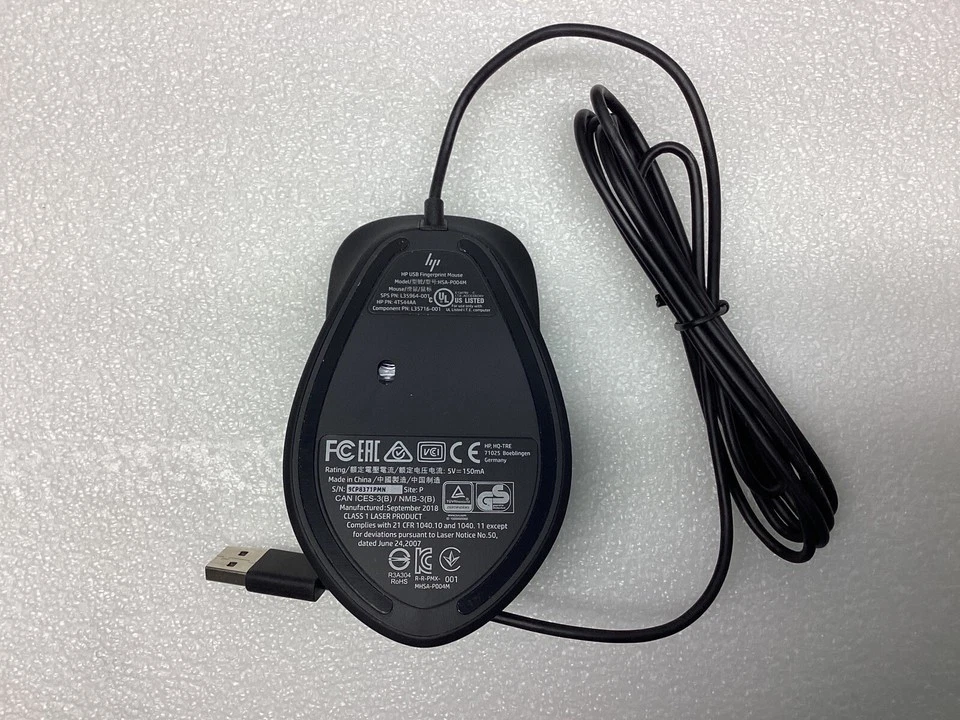HP USB Fingerprint Mouse Model # HSA-P004M  for Win 10 or Win 11 PN# L35964-001 - Image 4 of 4