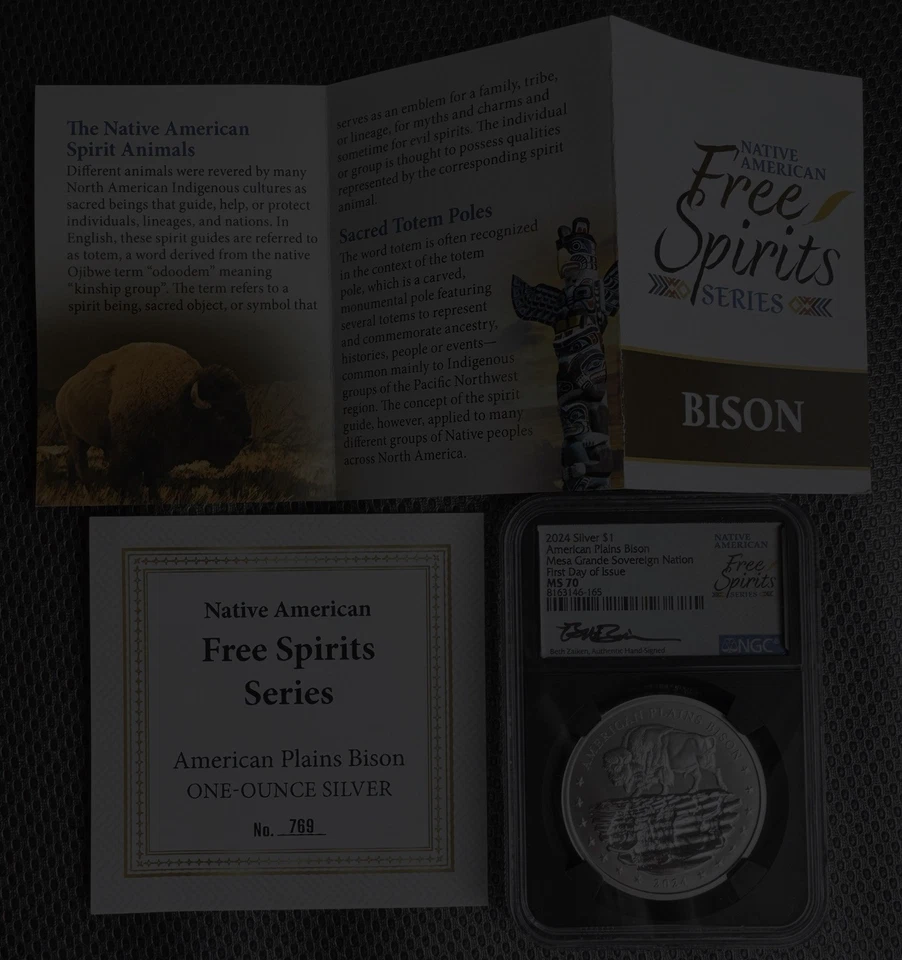 Incuse Bison Reflections 🦬 2024 Mesa Grande Sov Nation 1oz MS70 FDOI Signed - Image 2 of 4