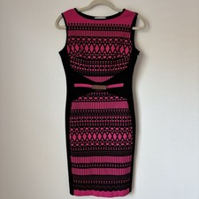 Joseph Ribkoff Dress Women's 6 Black Pink Sleeveless Sheath Bodycon Career Party
