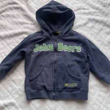 Toddler kids John Deere navy blue jacket hooded zip up farmer size 12 Months