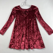 Tucker Tate Velvet Velour Twirl Dress Long Sleeve Swing Size Small 7/8 Red Party