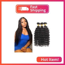 Human Hair Deep Wave Bundles 26 28 30 Inch Natural Black Human Hair Bundles Deep