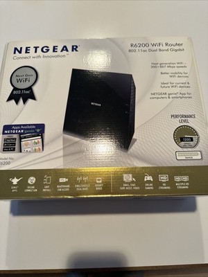 Netgear R6200 Smart WiFi Dual Band Gigabit Router 802.11ac w/ AC Adaptor And Box