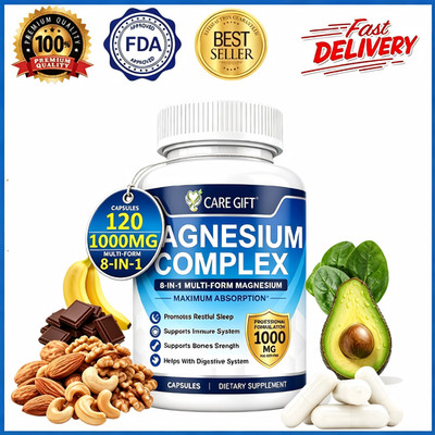 8 Element Magnesium Complex Supplement 1000mg,Sleep & Muscle Support,120Capsules