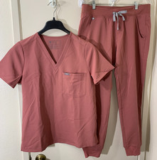 FIGS Womens Scrub Set Catrina Top Sz M, Zamora Pant Sz M - Mauve