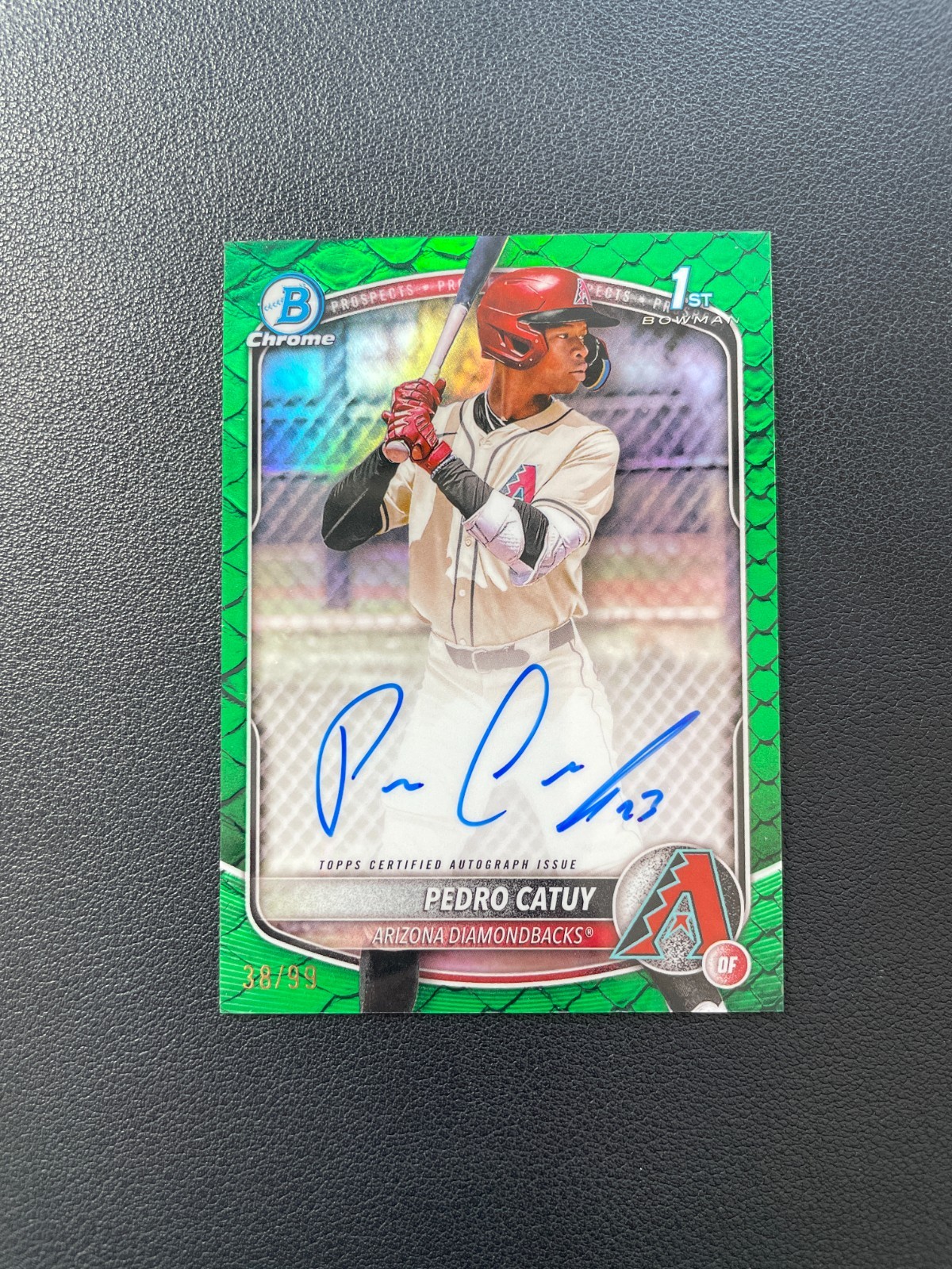 2025 Bowman Chrome #CPA-PC Pedro Catuy 1st Green Reptilian Auto 38/99 BJWAS