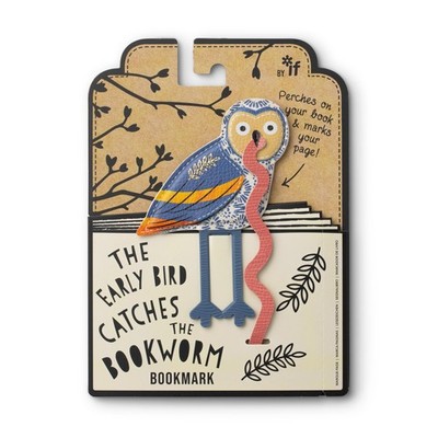 IF Early Bird Catches The Bookworm Bookmark, Faux Leather Bird Clip to Mark Your