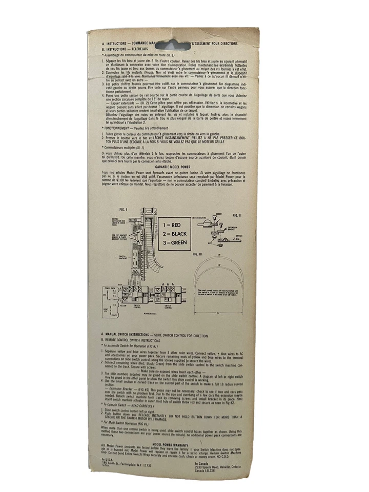 HO Scale Model Power Left Remote Control Switch #50 NIP - Image 2 of 2