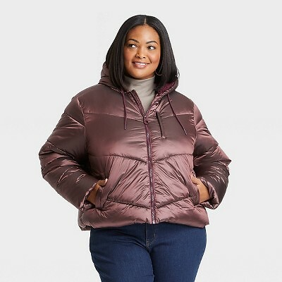 Women's Plus Size Short Puffer Jacket 