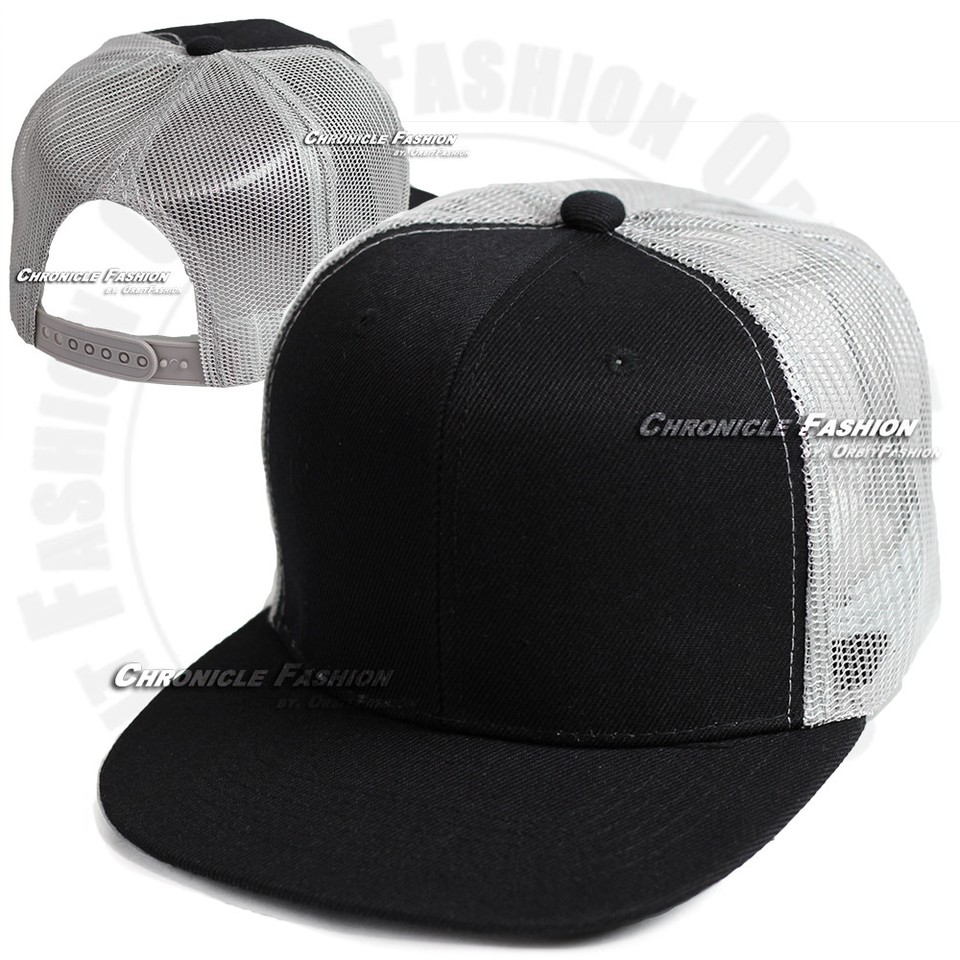 Trucker Hat Mesh Baseball Cap Snapback Adjustable Plain Solid Hip Hop ...