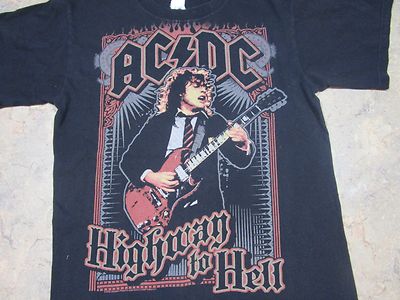 T-Shirt  AC DC Highway to Hell Black  Angus Young medium Grunge Rock and roll