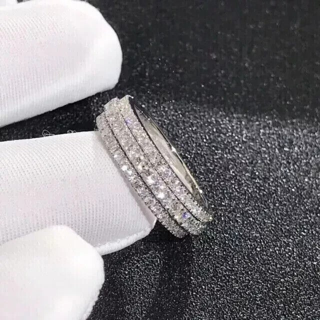 Eternity Wedding Band 2.50Ct Moissanite 14K White Gold Plated-image