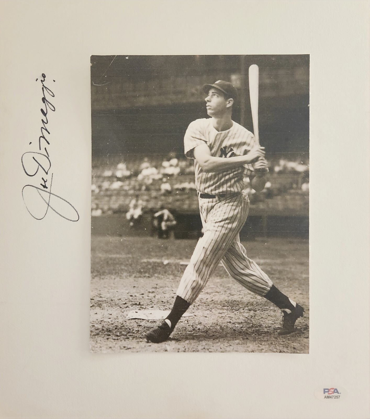 Joe DiMaggio Autographed Signed New York Yankees HOF Poster Board with B/W Photo NY Yankees 11 x 12 PSA 